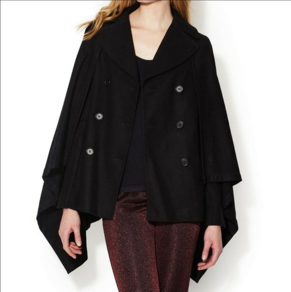 Bcbg Double Breasted Wool Cape Coat 